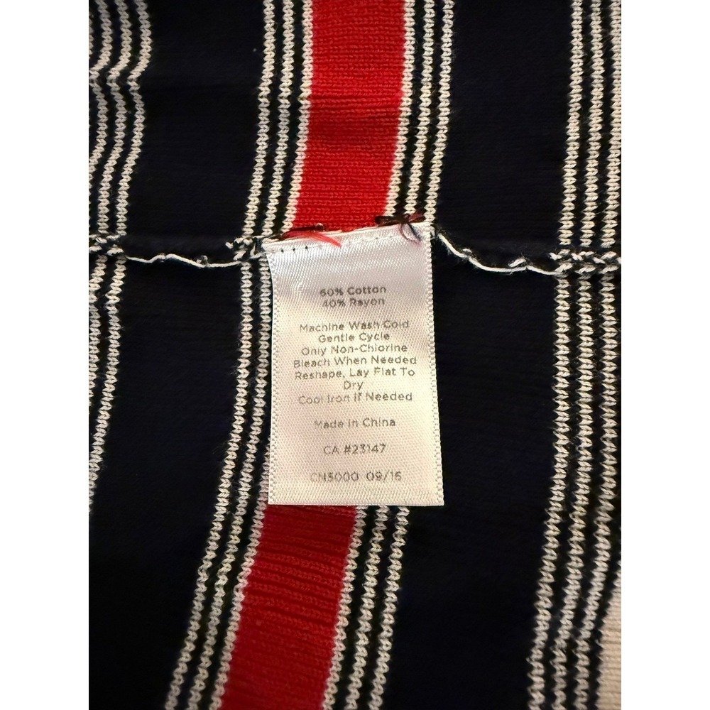 Talbots Womens 2X Nautical Striped Sweater Navy/Red/White Gold Buttons Preppy - Picture 9 of 10